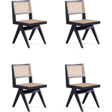 Hamlet Dining Chair In Black And Natural Cane Set of 4