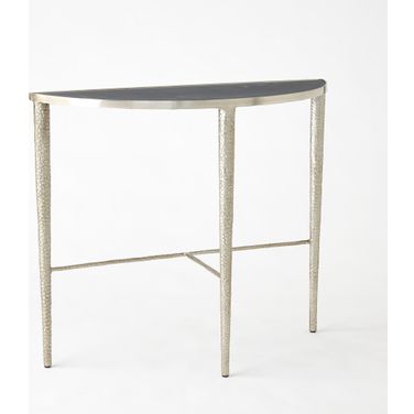 Hammered Console In Antique Nickel With Grey Marble