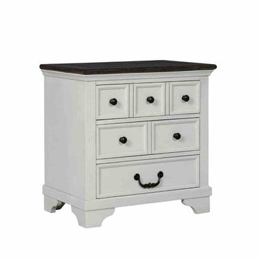 Hampstead Nightstand with USB A-C In White and Dark Brown