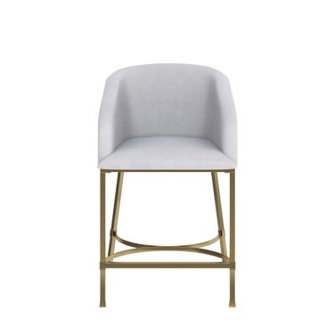 Hampton 26 Inch Counter Stool with Faux Leather and Steel Frame In White and Gold