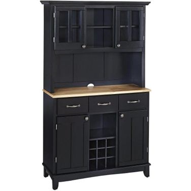 Hampton Buffet with Hutch In Black and Natural