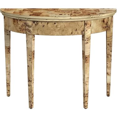 Hampton Demilune Light Burl 36 Inch Console Table In Light Brown