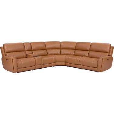 Hancock 6 Piece Zero Gravity Power Reclining Sectional with Power Adjustable Headrests In Apple Cider