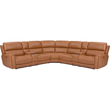 Hancock 7 Piece Zero Gravity Power Reclining Sectional with Power Adjustable Headrests In Apple Cider