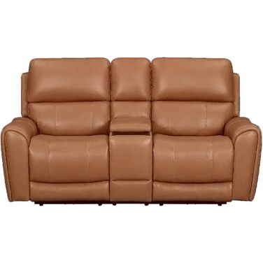 Hancock Zero Gravity Power Reclining Console Loveseat with Headrest and Footrest In Apple Cider