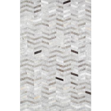 Hand-Loomed Cowhide Area Rugs- 4x6 In Silver and Grey