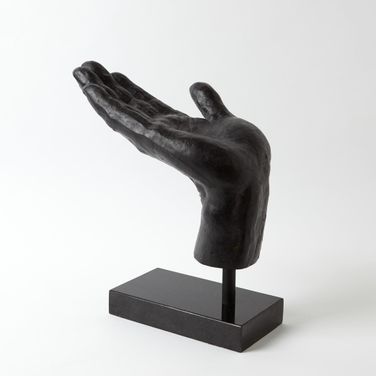 Open Hand Sculpture In Gray