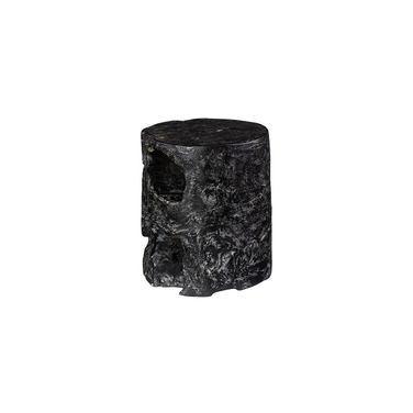 Handcrafted Solid Wood Round Stool In Black