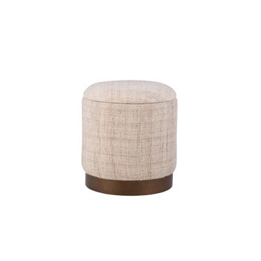 Handwoven Boreas Hammered Metal Storage Ottoman In Beige