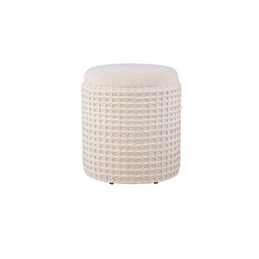 Handwoven Chronos Waffle Cream Storage Ottoman In Ivory
