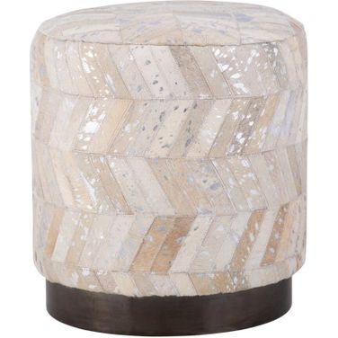 Handwoven Dionysus Shevron Ottoman In Silver
