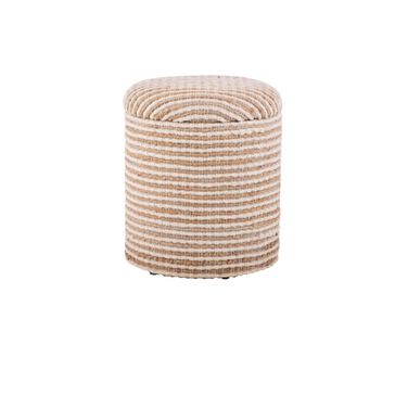 Handwoven Heracles Cotton Jute Stripe Storage Ottoman In Natural