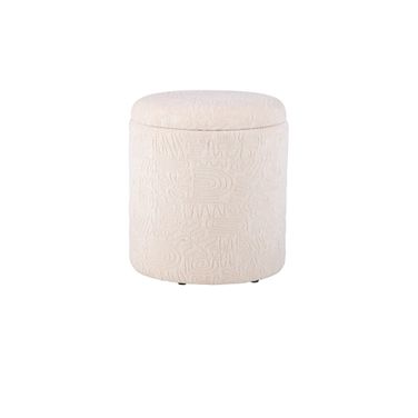 Handwoven Hermes Solid Fabric Storage Ottoman In Ivory