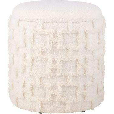 Handwoven Morpheus Solid Fabric Storage Ottoman In Ecru