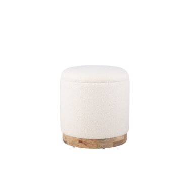 Handwoven Notus Boucle Storage Ottoman In Ecru