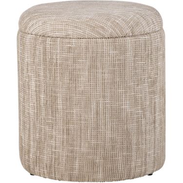 Handwoven Ourea Natural Striped Chenille Storage Ottoman In Sage