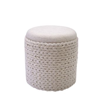 Handwoven Priapus Rope Fabric Storage Ottoman In Ivory