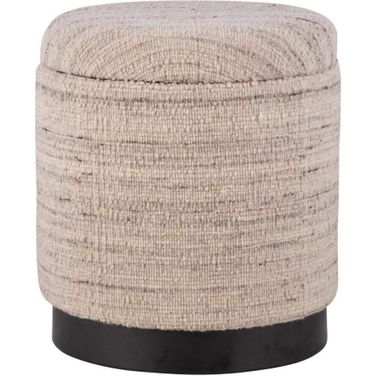 Handwoven Triton Matte Black Base Storage Ottoman In Natural Grey