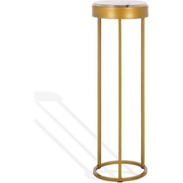 Hannahmarie Stone Drink Table In Gold and White