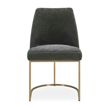 Hanni Upholstered Dining Chair In Gray and Gold