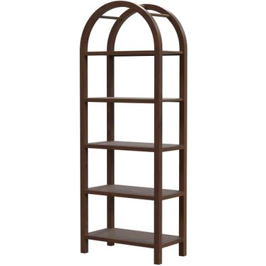 Hanover Arched 5 Tier Etagere Bookcase In Medium Brown