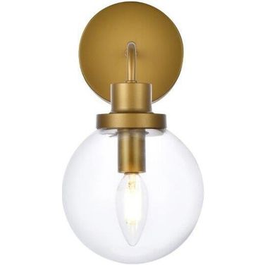 Hanson 1 Light Bath Sconce In Brass With Clear Shade