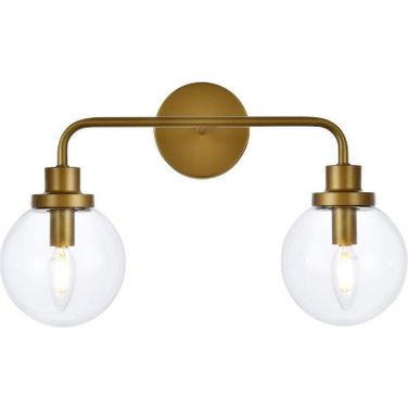 Hanson 2 Lights Bath Sconce In Brass With Clear Shade