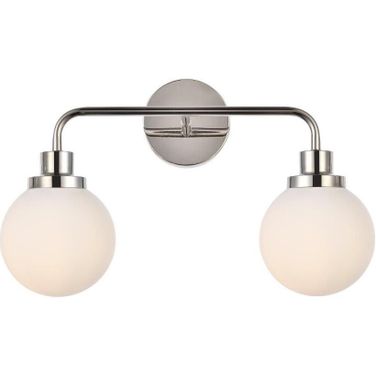 Hanson 2 Lights Bath Sconce In Polished Nickel With Frosted Shade