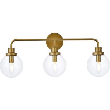 Hanson 3 Lights Bath Sconce In Brass With Clear Shade