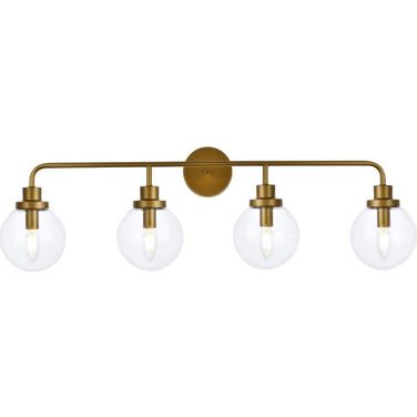 Hanson 4 Lights Bath Sconce In Brass With Clear Shade