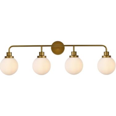 Hanson 4 Lights Bath Sconce In Brass With Frosted Shade