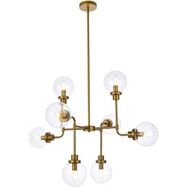 Hanson 8 Lights Pendant In Brass With Clear Shade