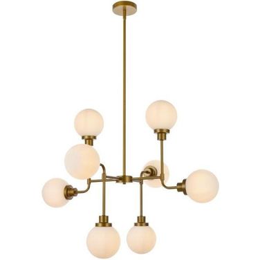 Hanson 8 Lights Pendant In Brass With Frosted Shade