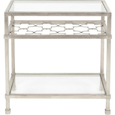Hanzel Side Table In Silver and Glass