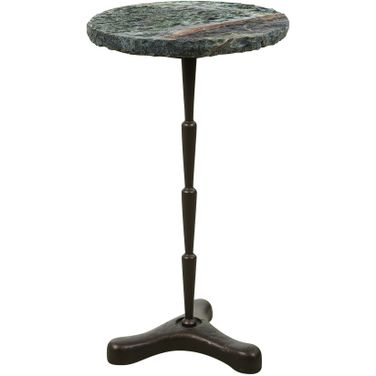 Harbor 15 Inch Accent Table In Green Bidasar Marble and Iron