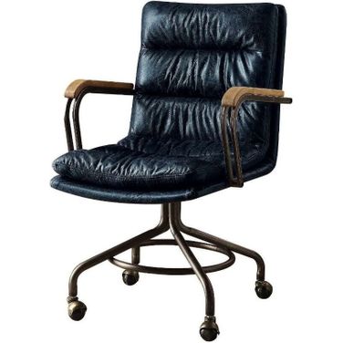 Harith II Office Chair In Vintage Blue Top Grain Leather
