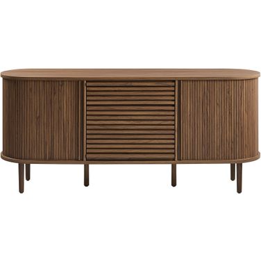 Harlan 67 Inch Fluted Oval Sideboard Cabinet In Walnut