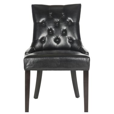 Harlow 19 Inch Tufted Ring Chair Set of 2 with Silver Nail Heads in Black