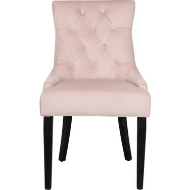 Harlow Blush Pink and Espresso 19 Inch H Tufted Ring Chair - Silver Nail Heads Set of 2