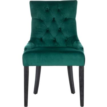 Harlow Emerald and Espresso 19 Inch H Tufted Ring Chair - Silver Nail Heads Set of 2