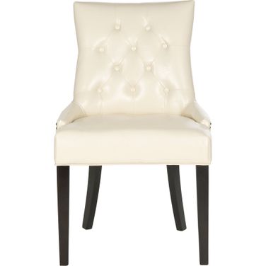 Harlow Flat Cream and Espresso Tufted Ring Chair Set of 2