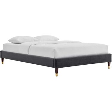 Harlow King Performance Velvet Platform Bed Frame In Charcoal