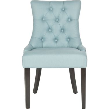Harlow Light Blue and Espresso Tufted Ring Chair Set of 2