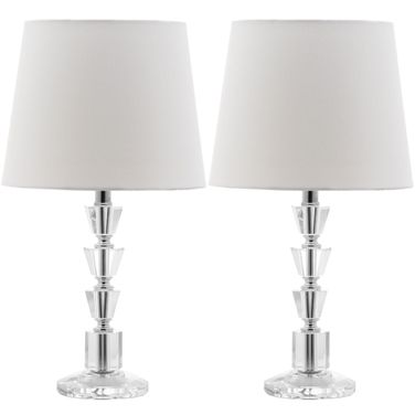 Harlow Off-White Tiered Crystal Orb Lamp Set of 2