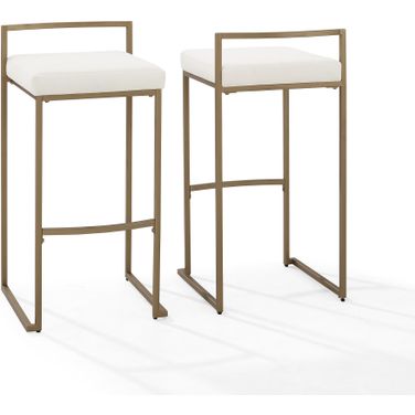 Harlowe 2-Piece Barstool Set In Creme and Gold