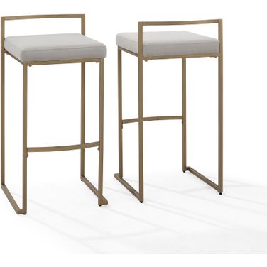 Harlowe 2-Piece Barstool Set In Gray and Gold