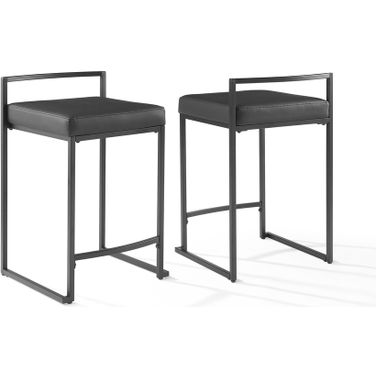 Harlowe 2-Piece Counter Height Barstool Set In Black and Matte Black