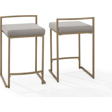 Harlowe 2-Piece Counter Height Barstool Set In Gray and Gold