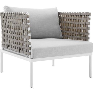Harmony Sunbrella Basket Weave Outdoor Patio Aluminum Arm Chair In Tan