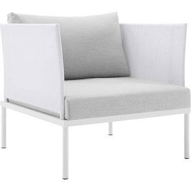 Harmony Sunbrella Outdoor Patio Aluminum Arm Chair In White and Gray